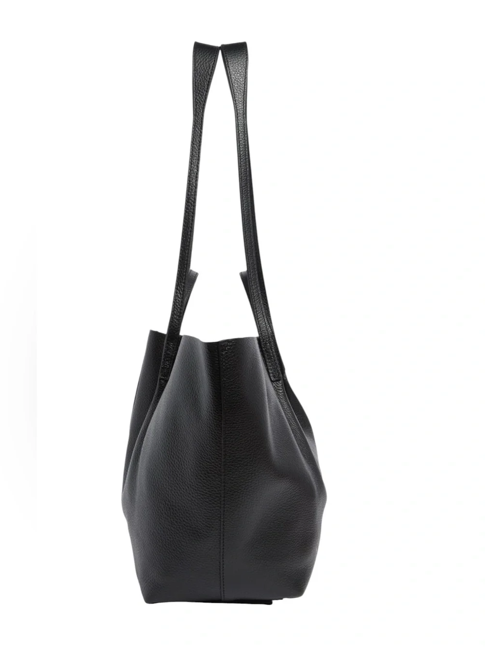 AllSaints Odette Black Pebbled Leather Tote Bag Large Shopper NWT Dust Bag Inclu - Picture 4 of 6